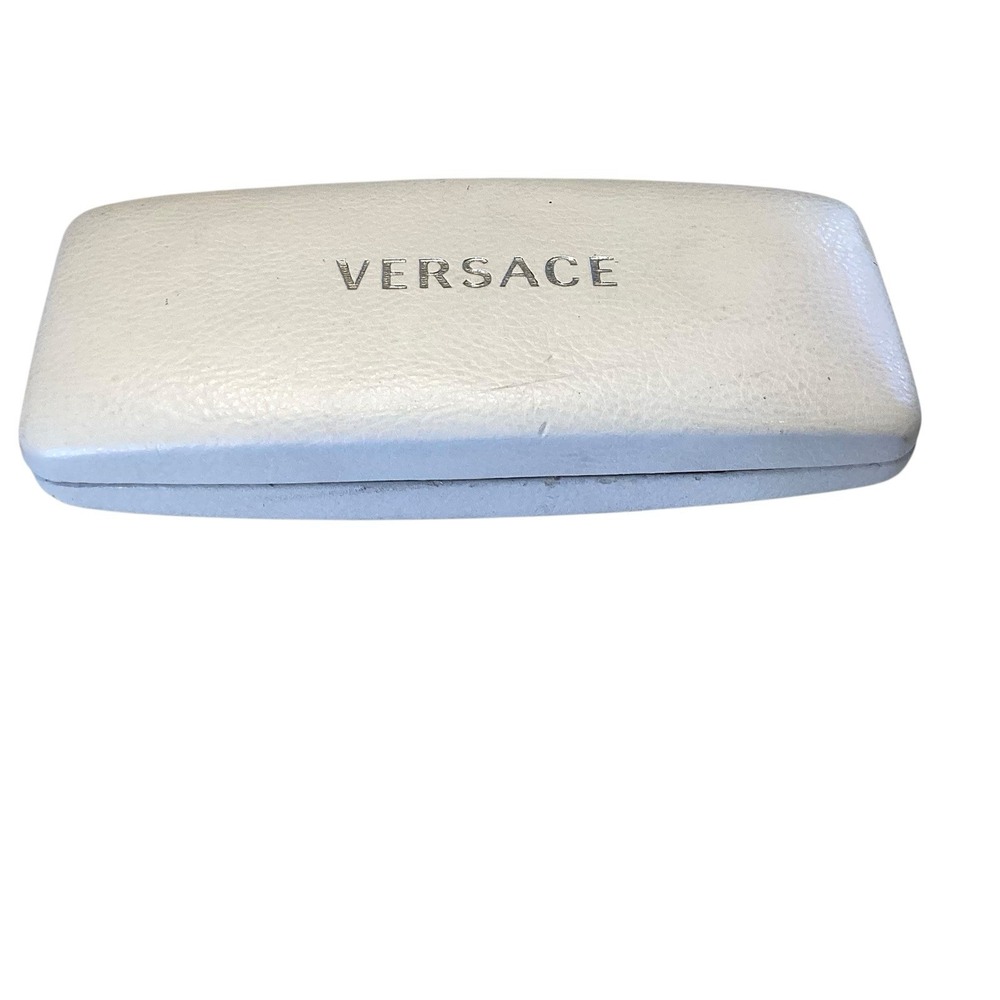 Versace Eyeglasses Case Unisex Cream Gold Leather‎ Velvet Designer Luxury